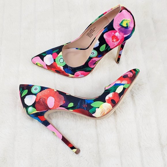 Shoes - Multi Floral High Heel Pumps Slip On Shoes